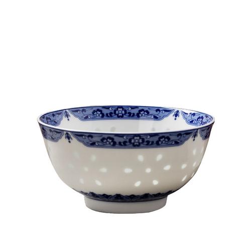景德镇青花玲珑瓷器碗釉中彩芙蓉花碗陶瓷碗饭碗45英寸一个装视频